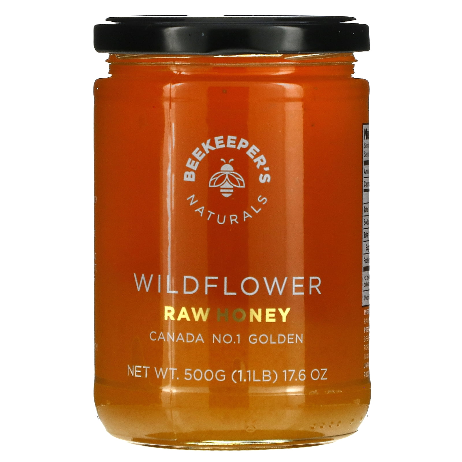Beekeeper's Naturals Nutrient-Rich Wildflower Raw Honey, 17.6 oz Jar
