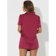 thumbnail image 3 of DARING DIVA Women's Satin Front Single Pocket Pajamas Sets 2XL Wine Red, 3 of 6