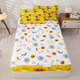 thumbnail image 4 of Homewish Cheerful Halloween Style Zipper Queen Comforter Set with Fitted Sheet and 2 Pillowcases,Witch Hat Skull Pumpkin Candy Spider Pattern Zipper Bedding Set,Halloween Reversible,4 Pieces, 4 of 7