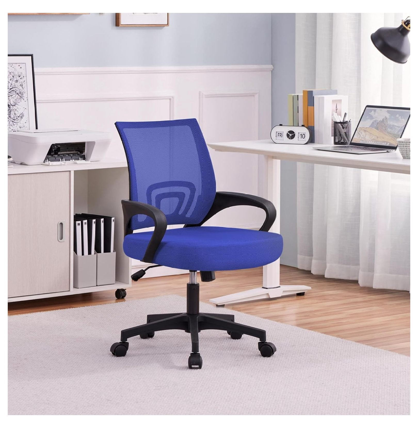 Ergonomic Office Chair Desk Chair Mesh Back Adjustable Computer Chair with Lumbar Support Swivel Rolling Wheels for Home Office Blue