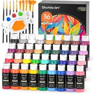 Shuttle Art Acrylic Paint Set with Brushes & Palette, 36 Colors