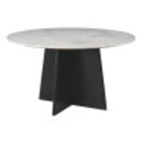 Strela Dining Table White & Black Dining Table, Modern Style, Natural Marble round shape tabletop, MDF, Indoor Dining