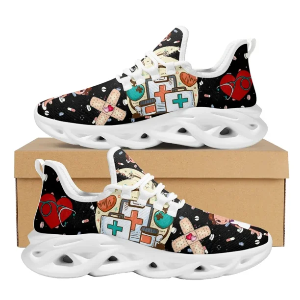 Zapatos de mujer con diseño de cuchilla rosa, suministros médicos de dibujos animados, zapatillas planas de suela suave para mujer, diseño personalizado, tenis antideslizantes de mujer