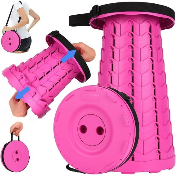 Upgraded Collapsible Stool, 400lbs Max Weight, Lightweight But Sturdy, Portable Retractable Folding Telescoping Foldable Camping Stool for Adults Outdoor Fishing Hiking Gardening Travel BBQ