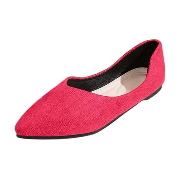 Women's Slip On Ballet Flats Comfortable Walking Shoes, Lightweight Casual Flats, Low Wedge Sole Dressy Slip On Flat Hot Pink Women Sandal