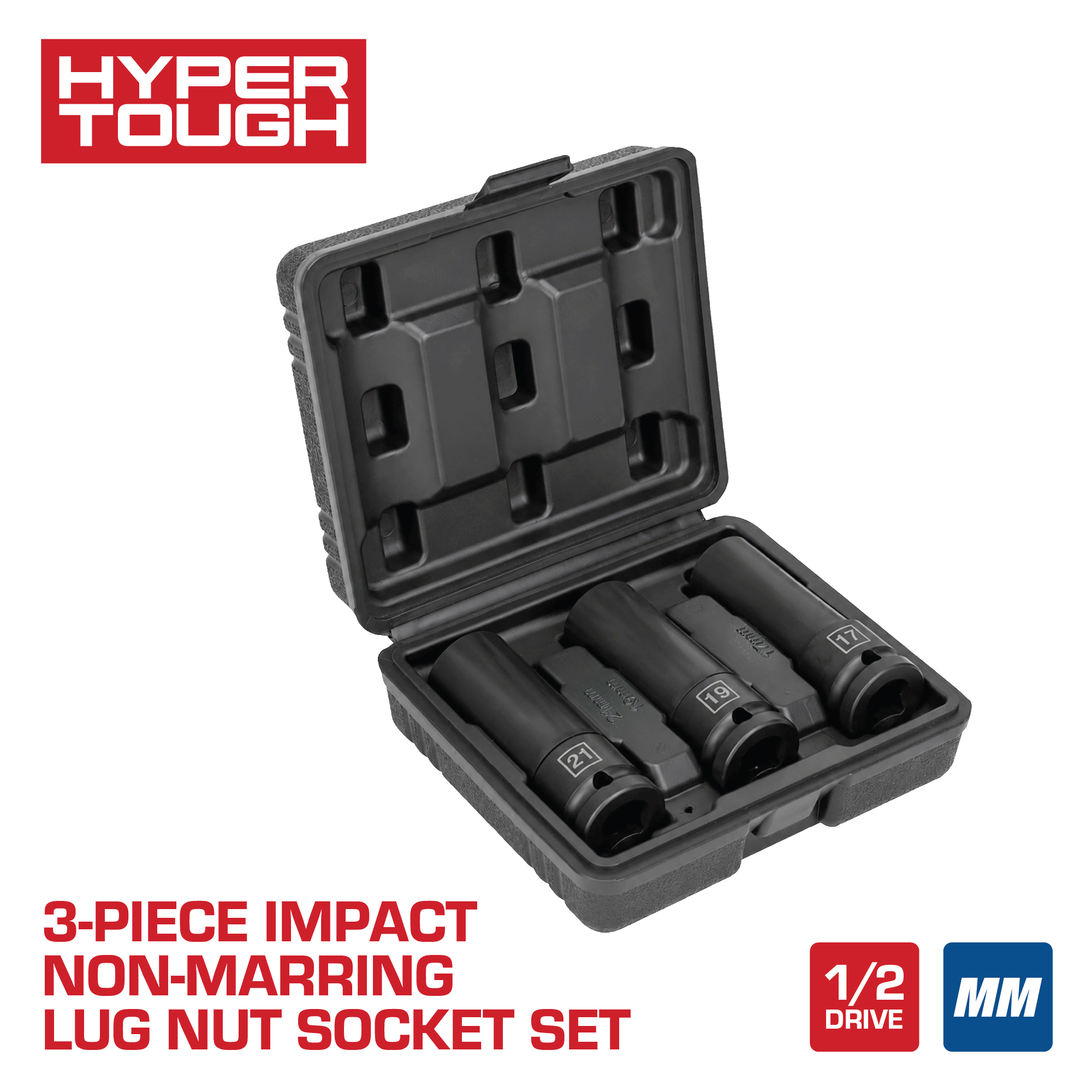 Hyper Tough 3-Piece Lug Nut Socket Set, 1/2-Inch Drive photo 1