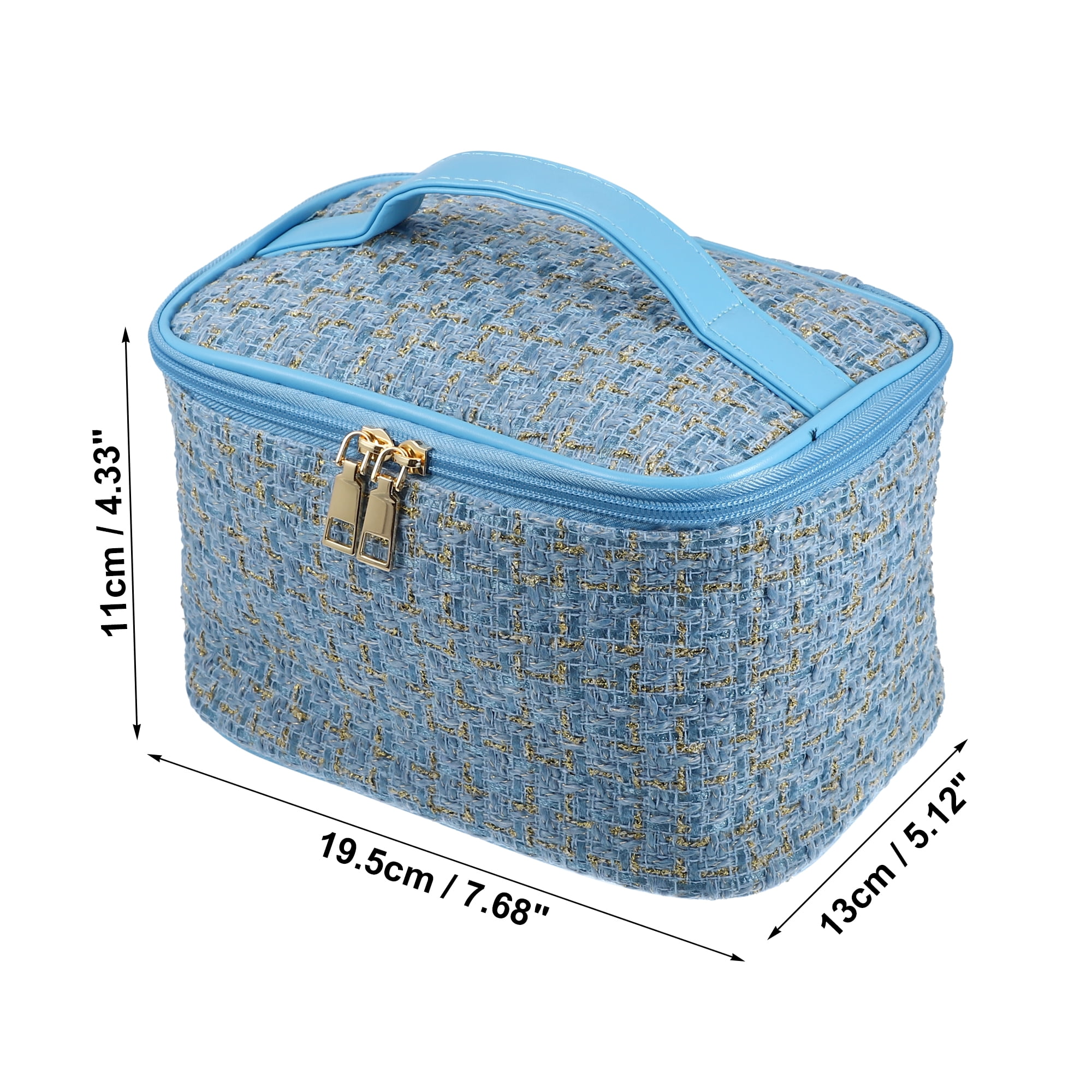 Unique Bargains Floral Makeup Bag Zipper Flower Cosmetic Pouch Blue