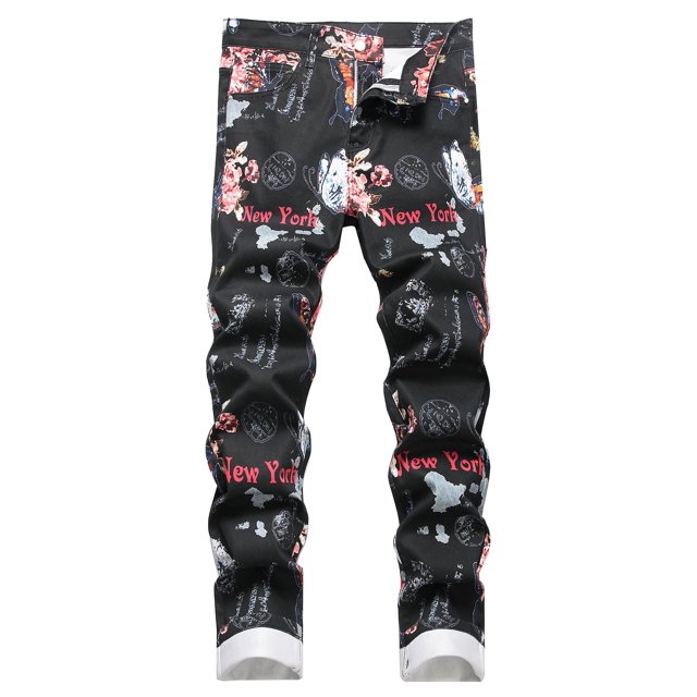 Pantalones vaqueros Baylvn, casual, floral, letra de mariposa, Nueva York