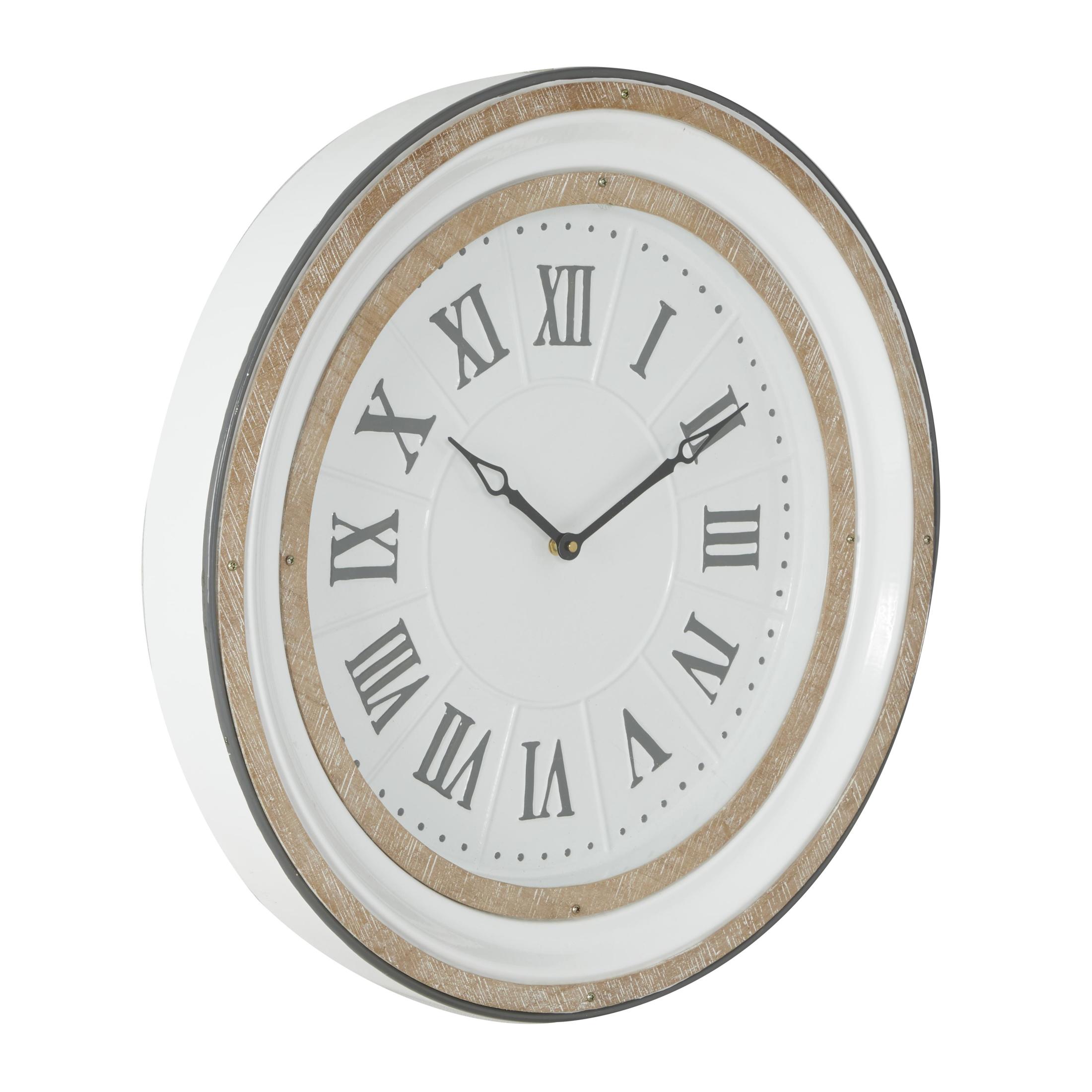 DecMode 24" White Metal Wall Clock