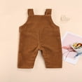 thumbnail image 3 of Infant Baby Boy Girl Corduroy Bib Pants Solid Color Square Neck Jumpsuit with Snap Fasteners, 3 of 7