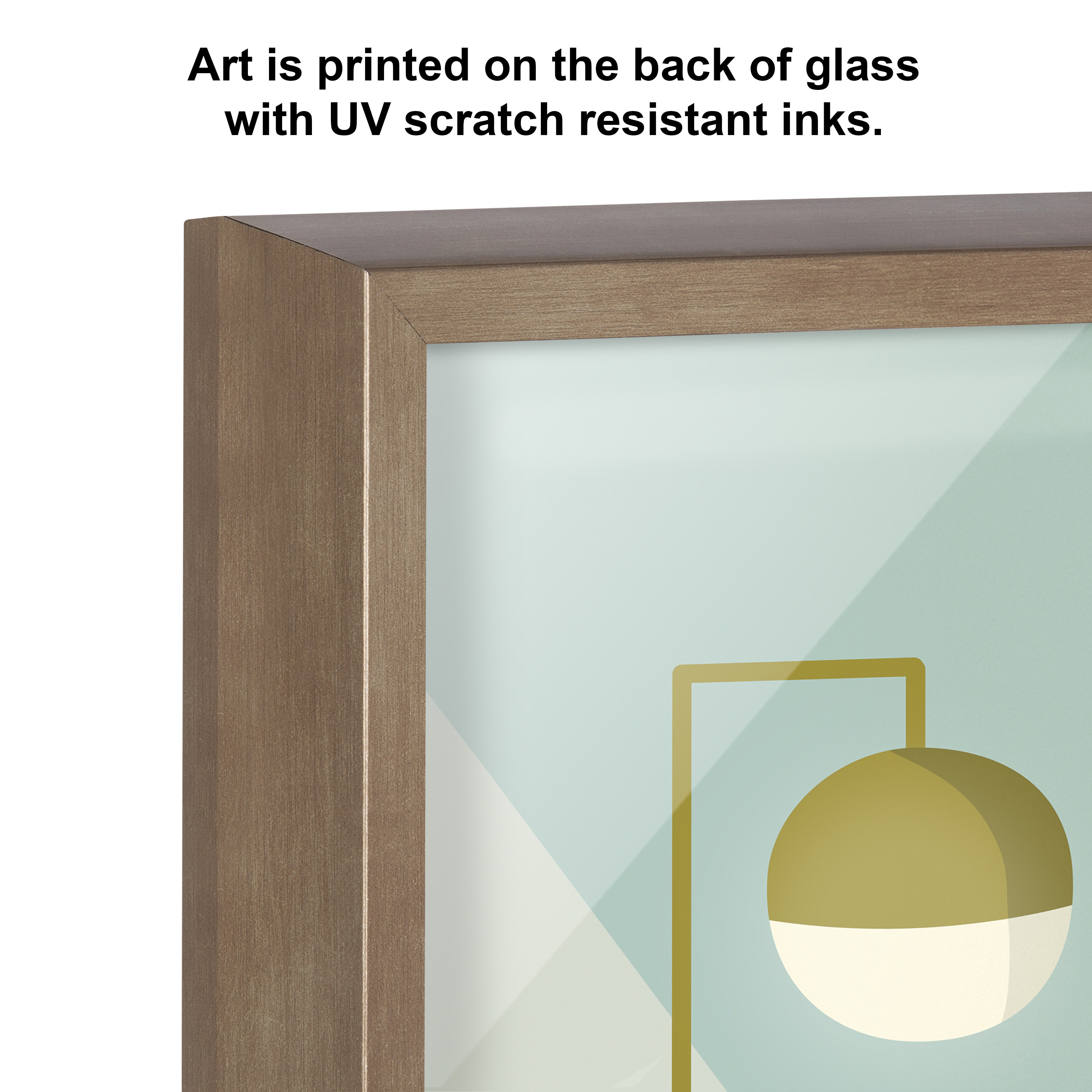 Kate and Laurel Blake Time to Relax Framed Printed Glass Wall Art by Rachel Lee, 18x24 Gold, Mid Century Modern Bathroom Art for Wall
