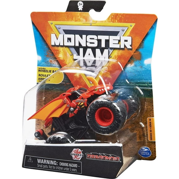 Monster Jam 2021 Spin Master 1:64 Diecast Monster Truck with Wheelie Bar: Arena Favorites Dragonoid (Red)