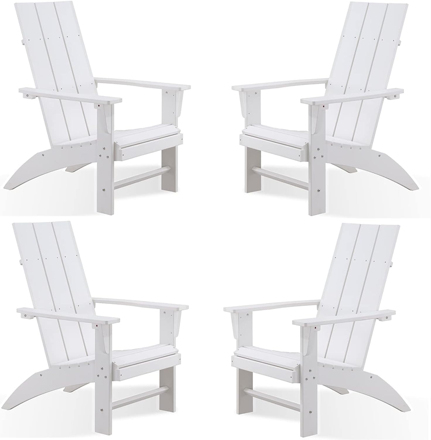 EFURDEN Modern Adirondack Chair Set of 4, Oversized Poly Lumber Fire