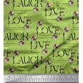 thumbnail image 1 of Soimoi Green Cotton Duck Fabric Floral Love Text Print Fabric by the Yard 44 Inch Wide, 1 of 3