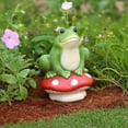 thumbnail image 5 of Mainstays Outdoor Green Frog on Red Mushroom Garden Statuary, 6 in L x 4.75 in W x 8.5 in H, 5 of 5