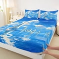 thumbnail image 5 of Manfei Oil Painting Sailboat Queen Sheet Sets for Kids Boys and Girls, Nautical Themed Bed Set 4pcs, 1 Flat Sheet, 1 Fitted Sheet and 2 Pillowcases, 5 of 6