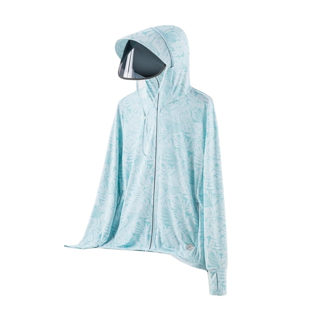 Sudadera con capucha de protección solar para mujer, ropa de secado rápido, fina, ligera, a prueba de sol, cómoda, prendas de vestir para golf, pesca, , Azul claro, 2XL Sunnimix Chaqueta de protección solar