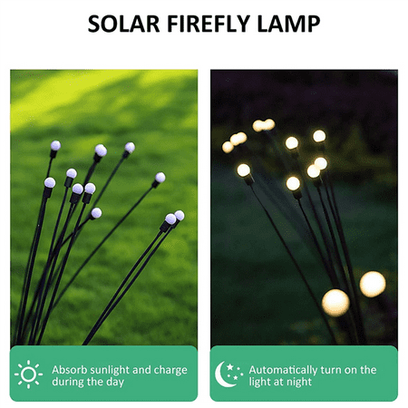 

Swaying Solar Lights 10 LED Light Bulbs Decorative Solar Garden Lights Outdoor Waterproof Firefly Path Lights (2 Packs)