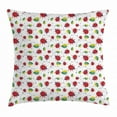 thumbnail image 1 of Ladybugs Throw Pillow Cushion Cover, Cute Hand Drawn Doodle Cartoon Leafs Bugs Abstract Ornamental Nature Illustration, Decorative Square Accent Pillow Case, 16 X 16 Inches, Multicolor, by Ambesonne, 1 of 2