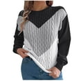 thumbnail image 2 of ZRGHAOYLQ Color Block Knit Sweater for Women Long Sleeve Chunky Pullover Sweaters Fashion 2025 Winter Shirts Cozy Soft Crew Neck Jumper Top Casual Warm Tops, 2 of 8