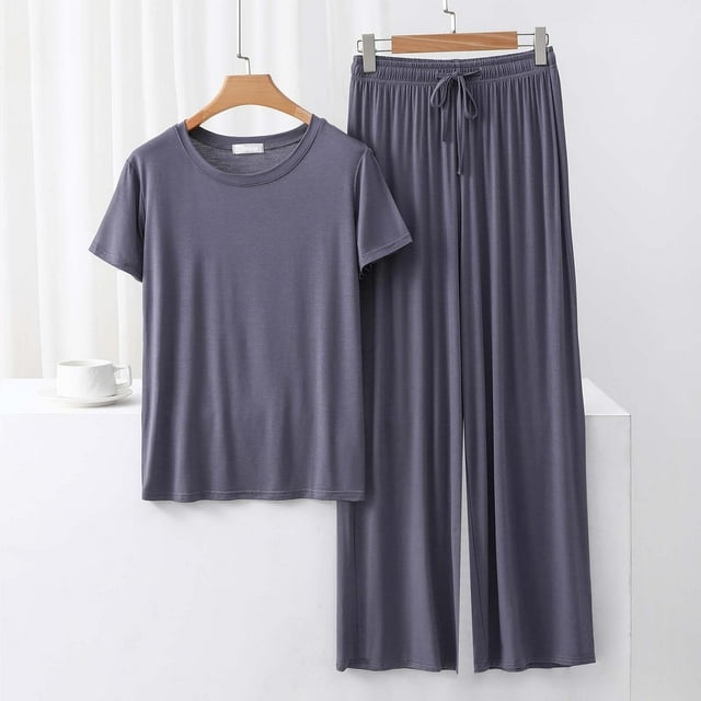 Weiqiqre Pyjama Grande Taille pour Femmes Ensemble Pyjama Rafraîchissant Ensembles Assortis d'Été Manches Courtes Ensemble de Détente Femmes