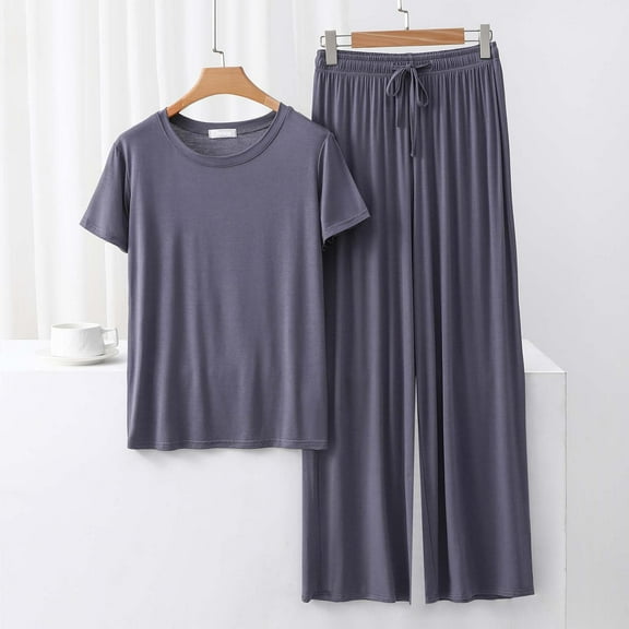 Censtreet Womens Pajamas Sets 2 Piece Short Sleeve Sleepwear Tops and Long Pants Soft Pjs Lounge Set