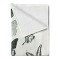 thumbnail image 2 of Butterfly Soft Flannel Fleece Blanket, Spring Arrangement of Hand Drawn Butterflies Modern Realistic Artwork, Cozy Plush for Indoor and Outdoor Use, 50" x 70", Black Grey and White, by Ambesonne, 2 of 5