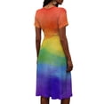 thumbnail image 6 of Minjewel Women's V-Neck Short Sleeve Bohemian Shift Dress - Summer Casual Beach Outfit, Loose Flowy Party Dress, Solid Color Comfy Vacation Mini Dress,Saffron,3XL, 6 of 6