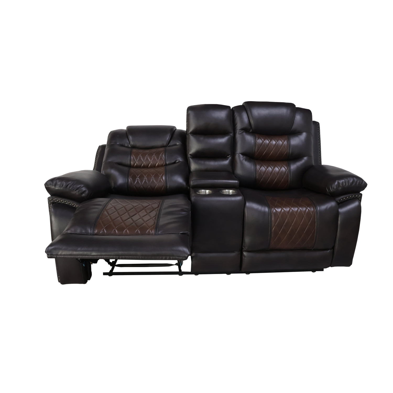 New Classic Furniture Nikko Leather Console Loveseat w/ Power Footrest in Brown