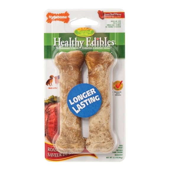 Nylabone Healthy Edibles Chews Roast Beef Regular, 2 count