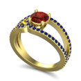 thumbnail image 2 of Diamond-Capitals 2.50 Carat Round Shape Garnet & Blue Sapphire Gemstone Trendy Engagement Ring for Fiancee 14K Yellow Gold Size 8, 2 of 8