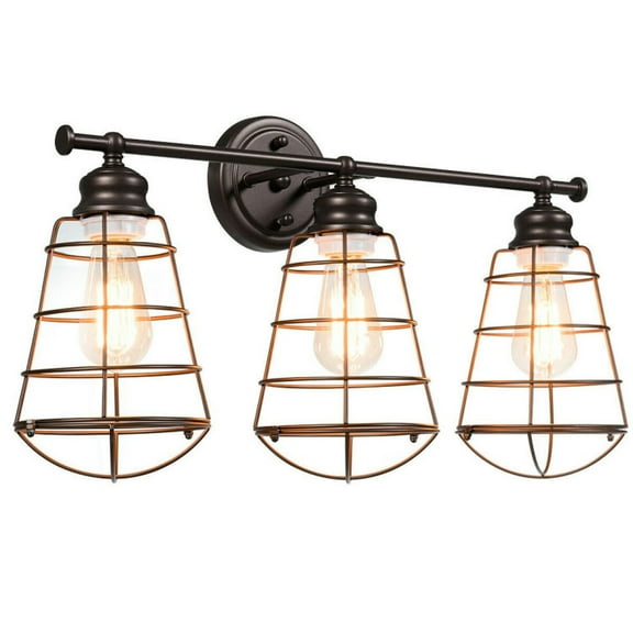 Kadyn Wall Lights, Wall Sconces,Wall lamp,3-Light Vanity Lamp Bathroom Fixture with Metal Wire Cage