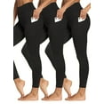 thumbnail image 6 of 3 Pack Plus Size Sports Leggings, Women's Plus Solid Pipping High Stretch Fitness Leggings 3 Piece Set, 6 of 13