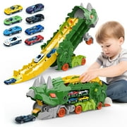 Toddler Toys for 2 Year Old Boys, Dinosaur Toy Trucks, Toy Car Race Track Set with 8 Die-Cast Car Toys, Dinosaur Hauler, Boys Toys Ages 3 to 4, Best Birthday Christmas Gifts for Boys and Girls