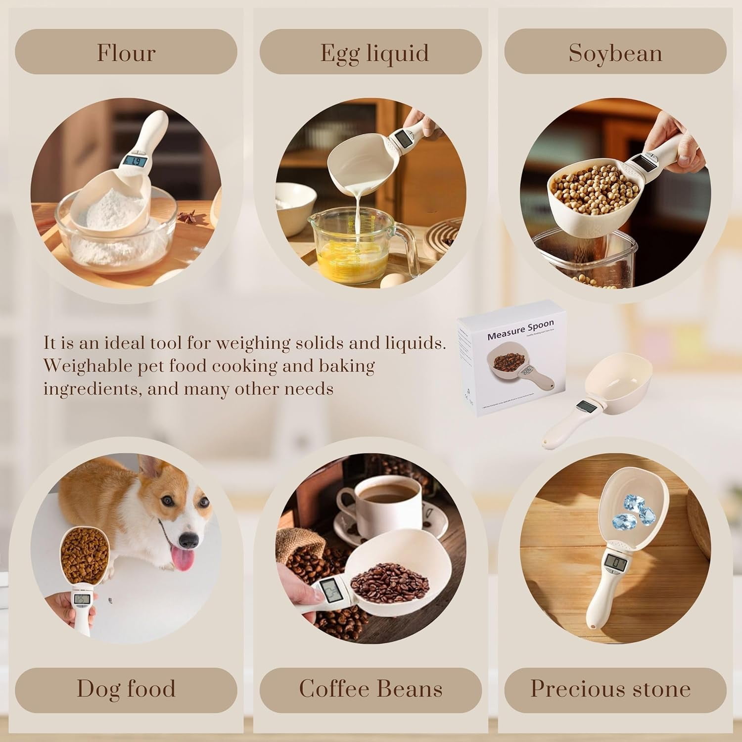 Electronic Measuring Spoon with Conversion,High Precision Digital Measuring Spoon with LCD Screen,800g / 0.1g, Electronic Food Measuring Scoop Scale for Food,Coffee, Spices,Bake,Dog Cat Food