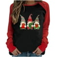 thumbnail image 1 of RKSTN Sweat-Shirt de Noël pour Femmes Patchwork Col Rond Imprimé Père Noël Manches Longues Confortable Blouse Régulière, 1 of 5