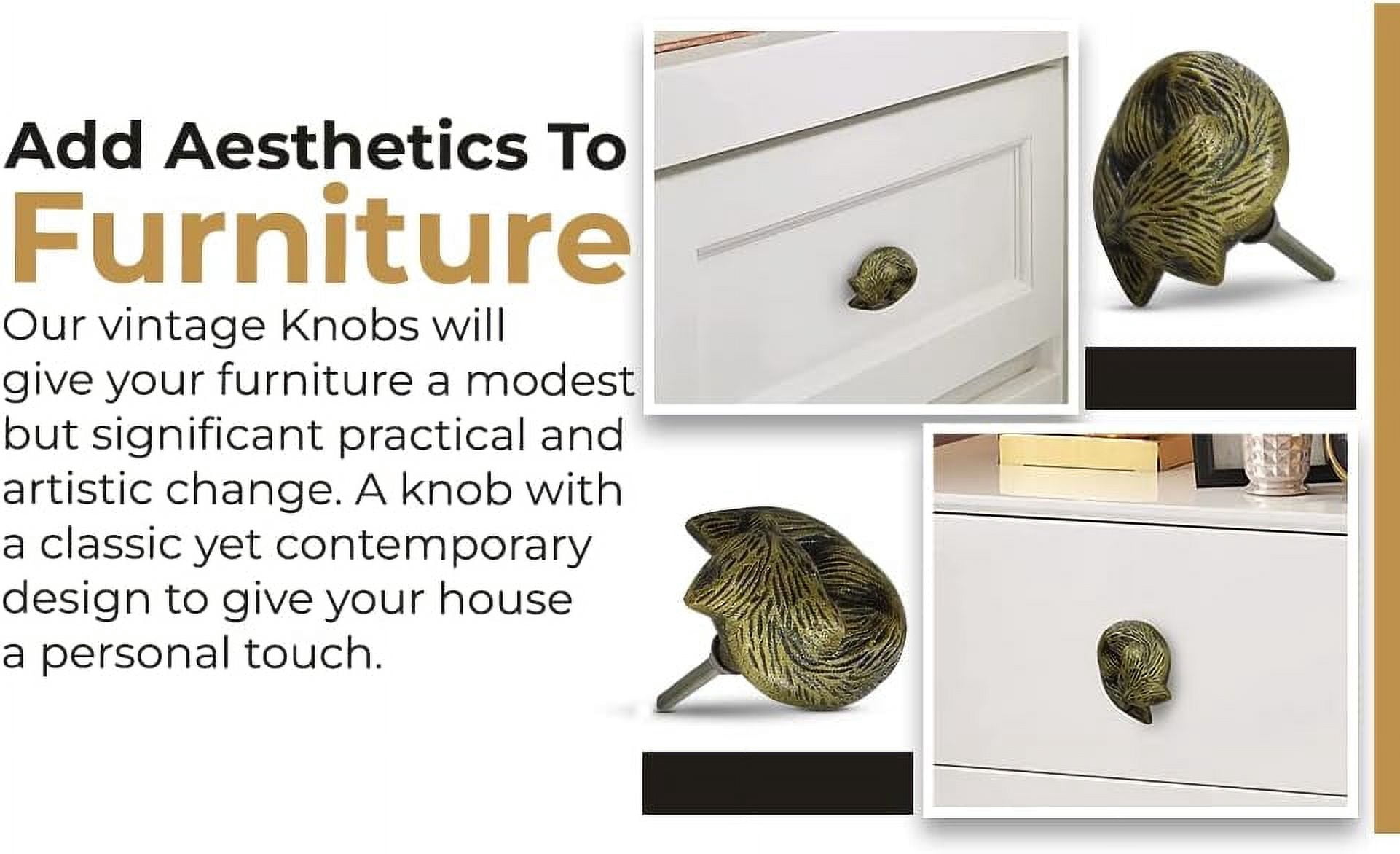 Perilla Home Set of 6 Sleeping Fox Knobs With 6.4 ounces for Kitchen Cabinets Dresser Drawer Interior|Exterior