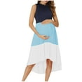 thumbnail image 2 of Fengqque Nursing Maternity Maternity Postpartum Comfort Dress Pajamas Casual Comfort Color Block Irregular Pregnant Dress, 2 of 7