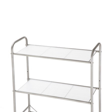 MAINSTAYS OVER-THE-TOILET 3-SHELF STEEL STORAGE UNIT WITH LINERS SATIN NICKEL