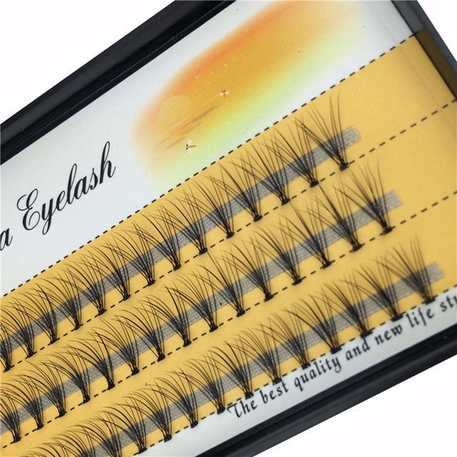 Bodermincer 10D 60 piezas negras hechas a mano pestañas postizas naturales largas individuales extensión pestañas postizas maquillaje belleza cosmética (0.394 in)
