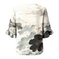 thumbnail image 6 of IMENGL Women's Blouse Basic Art Print V Neck 3/4 Sleeve Decor Fit Top Summer Retro Casual Outfits Loose Button Down Shirts for Women,M-XXXL, 6 of 6