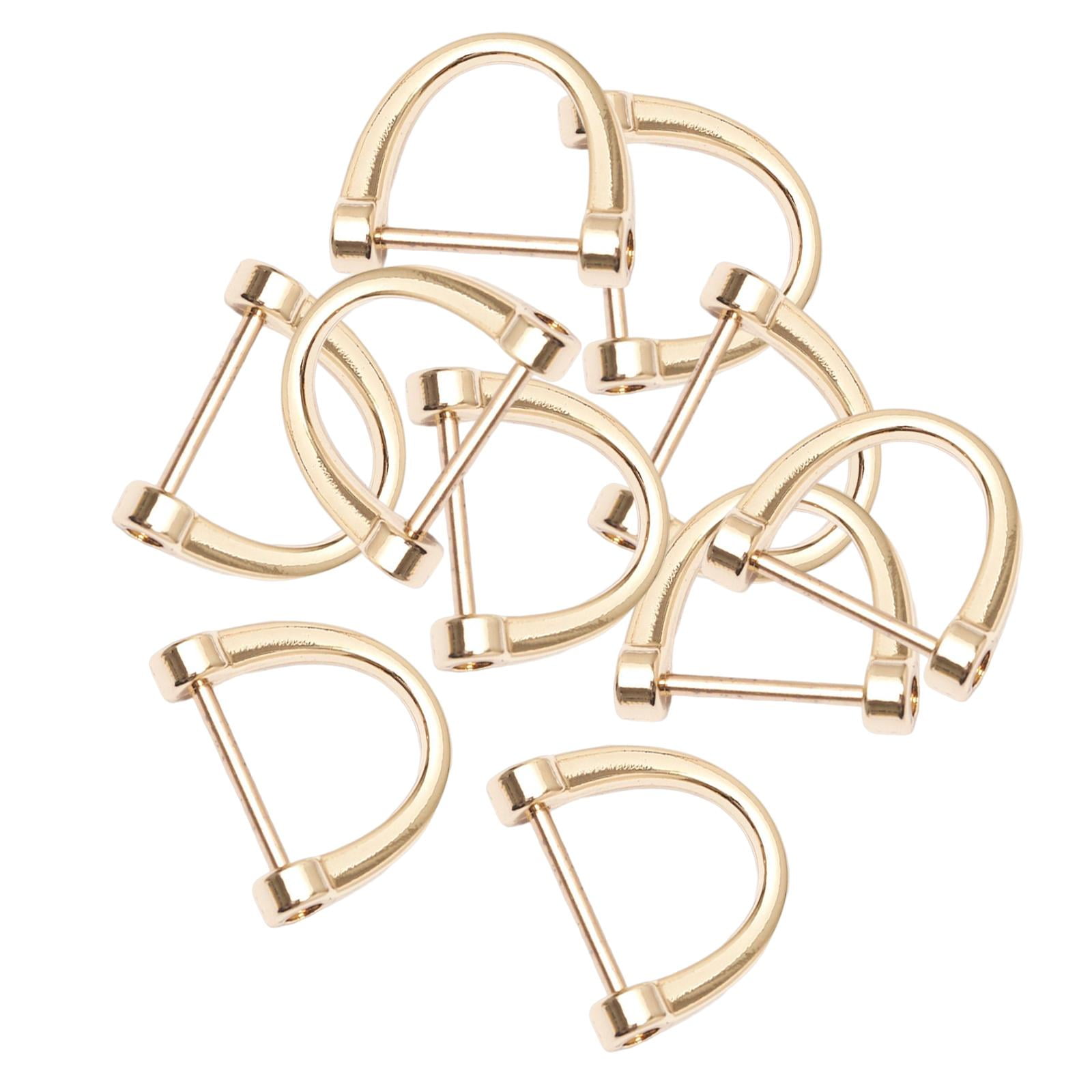 Milageto 3x10 Pieces D Rings Keychain Buckles for DIY Backpacks Replacement Golden 4 Pcs