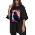 thumbnail image 4 of Plus Size Shirt for Women Black Tops for Women Oversized Short Sleeves Shirt for Women Crow T Shirt Crewneck Shirt for Women L, 4 of 5