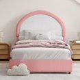 thumbnail image 7 of 4 EVER WINNER Twin Size Bed Frame, Upholstered Bed Frame with Headboard, Modern Boucle Bed Frame, White, 7 of 7