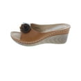 thumbnail image 3 of GOOD CHOICE Womens Brown 1/2" Platform Flower Detail Cushioned Comfort Sydney Round Toe Wedge Slip On Slide Sandals 10, 3 of 3