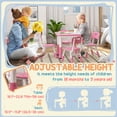 thumbnail image 6 of Qaba Adjustable 5-Piece Pink Activity Table & Chair Set: MDF/Metal, 18mo-5yr, 7-Height Table, 3-Height Chairs, Storage Box, Classroom/Nursery Furniture, 6 of 10