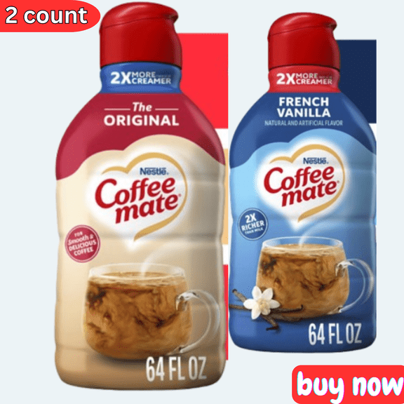 Coffee mate Original & French Vanilla Coffee Creamer – 2 Pack, 64 fl oz Each – Liquid Coffee Creamer Variety Bundle