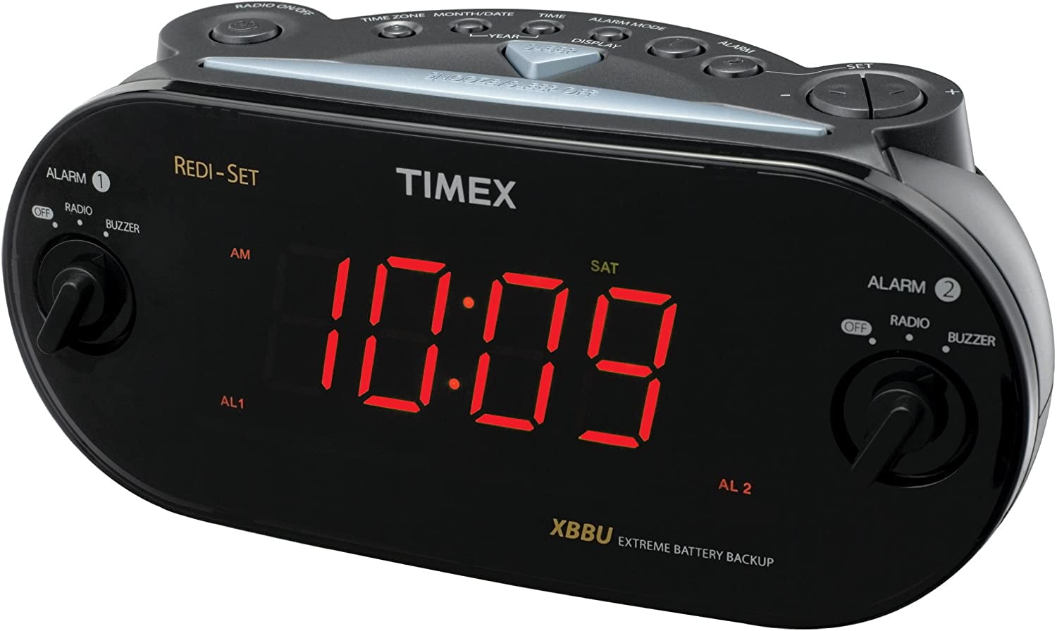 Used Timex XBBU T715 RediSet Dual Alarm Clock Radio Am/Fm Large