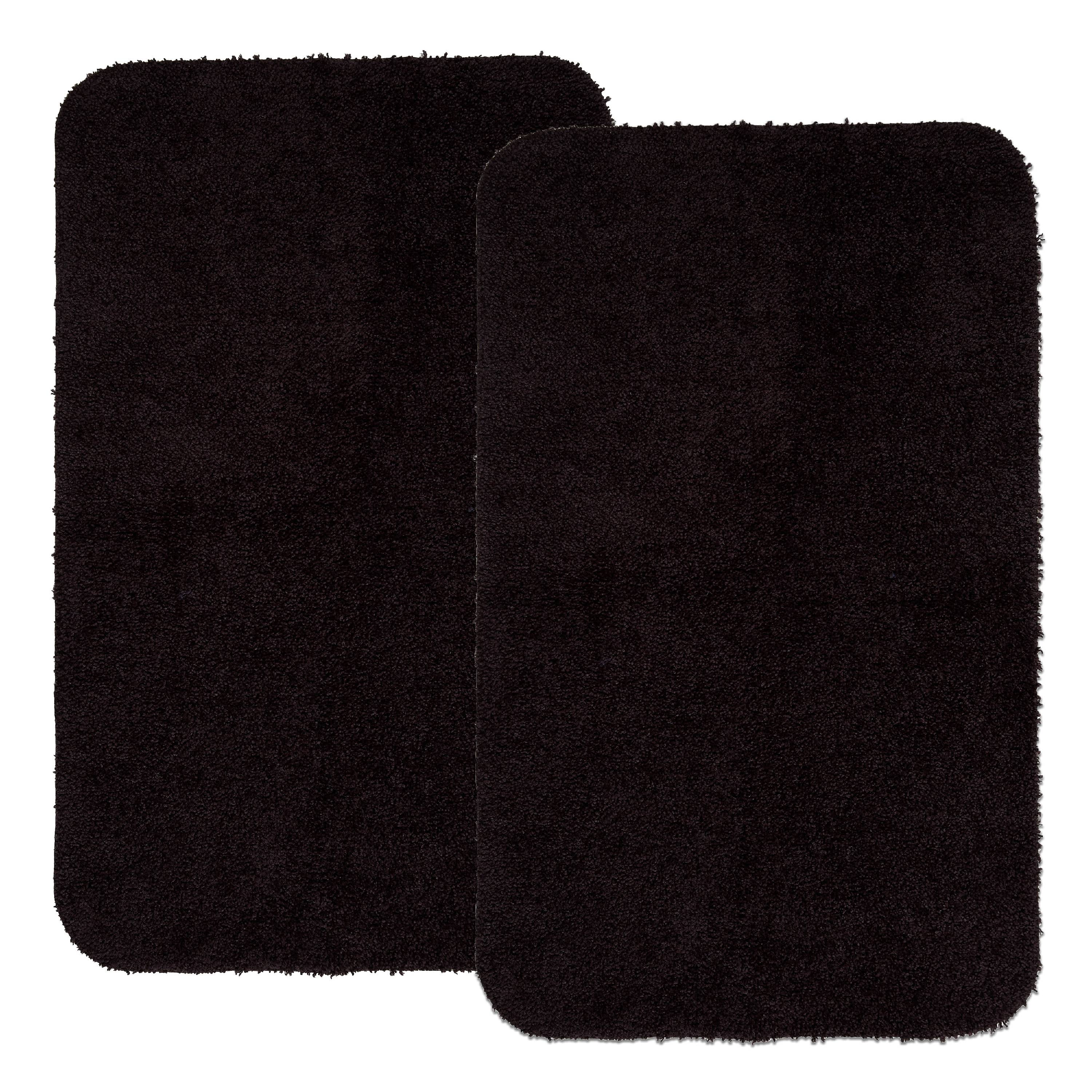 2pk. Mainstays Performance Nylon Bath Rug Set, 19.5" x 34" & 19.5" x 34", Rich Black