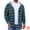 Blue Green, variant on Men's Fleece Lining Drawstring Hooded Plaid Shirt Jacket L Black White